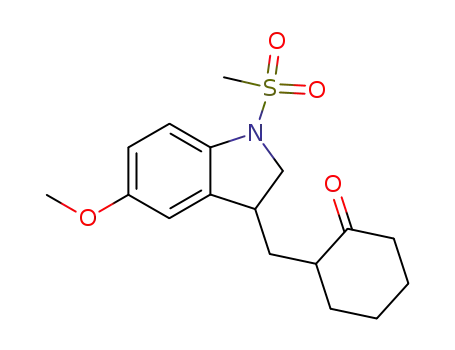 Molecular Structure of 474640-40-9 (2-(1-methanesulfonyl-5-methoxy-2,3-dihydro-1<i>H</i>-indol-3-ylmethyl)-cyclohexanone)