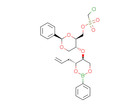 Molecular Structure of 475641-82-8 (Chloro-methanesulfonic acid (2R,4S,5R)-5-((4R,5S)-4-allyl-2-phenyl-[1,3,2]dioxaborinan-5-yloxy)-2-phenyl-[1,3]dioxan-4-ylmethyl ester)