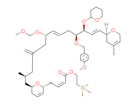 4-{6-[10-(4-methoxy-benzyloxy)-6-methoxymethoxy-2-methyl-13-(4-methyl-3,6-dihydro-2<i>H</i>-pyran-2-yl)-4-methylene-11-(tetrahydro-pyran-2-yloxy)-trideca-7,12-dienyl]-5,6-dihydro-2<i>H</i>-pyran-2-yl}-but-2-enoic acid 2-trimethylsilanyl-ethyl ester
