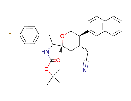 [1-(4-cyanomethyl-5-naphthalen-2-yl-tetrahydro-pyran-2-yl)-2-(4-fluoro-phenyl)-ethyl]carbamic acid tert-butyl ester