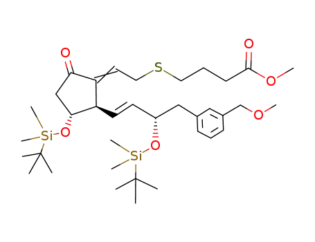 4-{2-[(2R,3R)-3-(tert-Butyl-dimethyl-silanyloxy)-2-[(E)-(S)-3-(tert-butyl-dimethyl-silanyloxy)-4-(3-methoxymethyl-phenyl)-but-1-enyl]-5-oxo-cyclopent-(E)-ylidene]-ethylsulfanyl}-butyric acid methyl ester