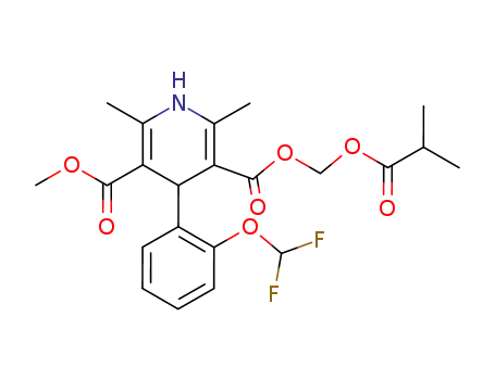 Molecular Structure of 400884-08-4 (3,5-Pyridinedicarboxylic acid,
4-[2-(difluoromethoxy)phenyl]-1,4-dihydro-2,6-dimethyl-, methyl
(2-methyl-1-oxopropoxy)methyl ester)