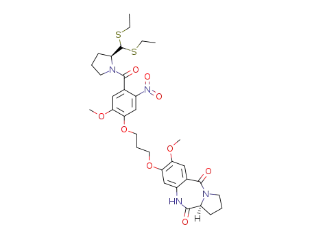 (2S)-N-{4-[3-(7-methoxy-(11aS)-1,2,3,10,11,11a-hexahydro-5H-pyrrolo[2,1-c]-[1,4]benzodiazepine-5,11-dione-8-yloxy)propoxy]-5-methoxy-2-nitrobenzoyl}pyrrolidine-2-carboxaldehyde diethyl thioacetal