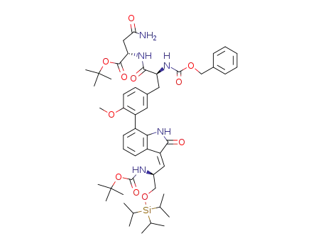 2-(2-benzyloxycarbonylamino-3-{3-[3-(2-<i>tert</i>-butoxycarbonylamino-3-triisopropylsilanyloxy-propylidene)-2-oxo-2,3-dihydro-1<i>H</i>-indol-7-yl]-4-methoxy-phenyl}-propionylamino)-succinamic acid <i>tert</i>-butyl ester