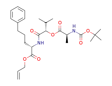 Molecular Structure of 400886-11-5 (5,11-Dioxa-2,8-diazatetradec-13-enoic acid,
3-methyl-6-(1-methylethyl)-4,7,10-trioxo-9-(3-phenylpropyl)-,
1,1-dimethylethyl ester, (3S,6S,9S)-)