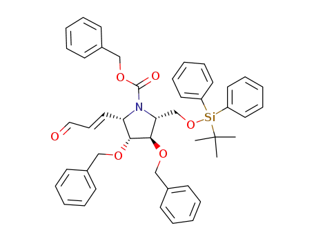 1-Pyrrolidinecarboxylic acid,
2-[[[(1,1-dimethylethyl)diphenylsilyl]oxy]methyl]-5-[(1E)-3-oxo-1-propenyl
]-3,4-bis(phenylmethoxy)-, phenylmethyl ester, (2R,3R,4R,5S)-