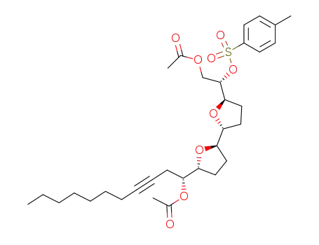 Acetic acid (S)-2-[(2R,5R,2'R,5'R)-5'-((R)-1-acetoxy-undec-3-ynyl)-octahydro-[2,2']bifuranyl-5-yl]-2-(toluene-4-sulfonyloxy)-ethyl ester