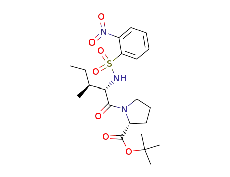Molecular Structure of 288074-31-7 ((R)-1-[(2S,3S)-3-Methyl-2-(2-nitro-benzenesulfonylamino)-pentanoyl]-pyrrolidine-2-carboxylic acid tert-butyl ester)