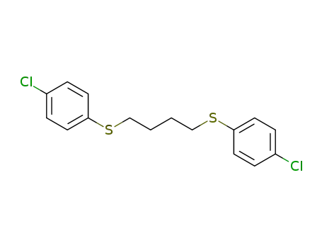Molecular Structure of 5409-96-1 (1-CHLORO-4-((4-[(4-CHLOROPHENYL)SULFANYL]BUTYL)SULFANYL)BENZENE)