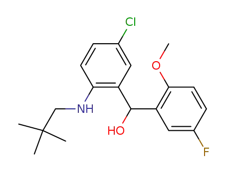 Molecular Structure of 406684-66-0 ([5-chloro-2-(2,2-dimethyl-propylamino)-phenyl]-(5-fluoro-2-methoxy-phenyl)-methanol)