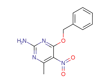 Molecular Structure of 160948-33-4 (2-Pyrimidinamine, 4-methyl-5-nitro-6-(phenylmethoxy)-)