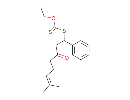 Molecular Structure of 538325-62-1 (dithiocarbonic acid <i>O</i>-ethyl ester <i>S</i>-(7-methyl-3-oxo-1-phenyl-oct-6-enyl) ester)
