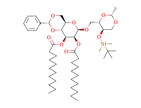 Molecular Structure of 407616-90-4 (1-O-(4,6-O-benzylidene-2,3-di-O-dodecanoyl-β-D-mannopyranosyl)-3-O-tert-butyldimethylsilyl-2,4-O-ethylidene-D-erythritol)