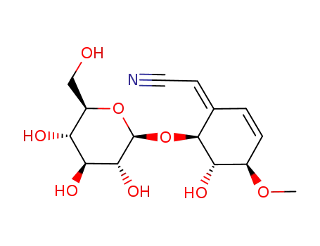 Molecular Structure of 100757-58-2 ((2Z)-[(4R,5S,6S)-6-(beta-D-glucopyranosyloxy)-5-hydroxy-4-methoxycyclohex-2-en-1-ylidene]ethanenitrile)