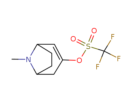 Molecular Structure of 183810-37-9 (Methanesulfonic acid, trifluoro-,
8-methyl-8-azabicyclo[3.2.1]oct-2-en-3-yl ester)