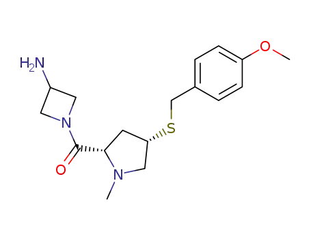 Molecular Structure of 153836-32-9 ((2S,4S)-2-(3-aminoazetidin-1-ylcarbonyl]-4-(4-methoxybenzylthio)-1-methylpyrrolidine)