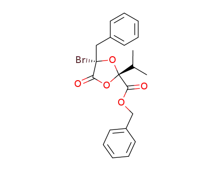 Molecular Structure of 408516-40-5 (phenylmethyl (2R,4S)-4-bromo-2-(1-methylethyl)-5-oxo-4-(phenylmethyl)-1,3-dioxolane-2-carboxylate)