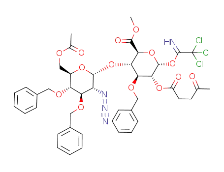 6-O-acetyl-2-azido-3,4-di-O-benzyl-2-deoxy-α-D-glucopyranosyl-(1->4)-methyl 3-O-benzyl-2-O-levulinoyl-α-D-glucopyranosyluronate trichloroacetimidate