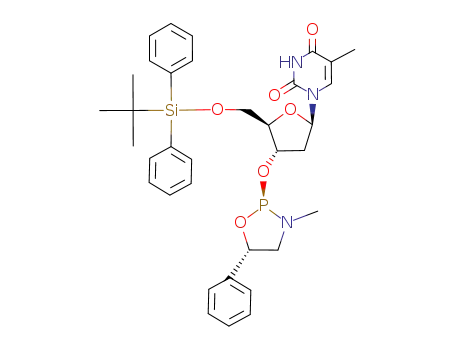 Thymidine,
5'-O-[(1,1-dimethylethyl)diphenylsilyl]-3'-O-[(2S,5S)-3-methyl-5-phenyl-1,
3,2-oxazaphospholidin-2-yl]-