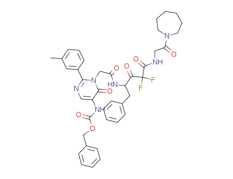 (1-{[3-(2-azepan-1-yl-2-oxo-ethylcarbamoyl)-1-benzyl-3,3-difluoro-2-oxo-propylcarbamoyl]-methyl}-6-oxo-2-<i>m</i>-tolyl-1,6-dihydro-pyrimidin-5-yl)-carbamic acid benzyl ester