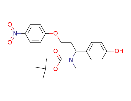 Molecular Structure of 578729-97-2 (Carbamic acid, [1-(4-hydroxyphenyl)-3-(4-nitrophenoxy)propyl]methyl-,
1,1-dimethylethyl ester)