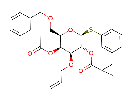 Molecular Structure of 400091-21-6 (phenyl 4-O-acetyl-3-O-allyl-6-O-benzyl-2-O-pivaloyl-1-thio-β-D-galactopyranoside)