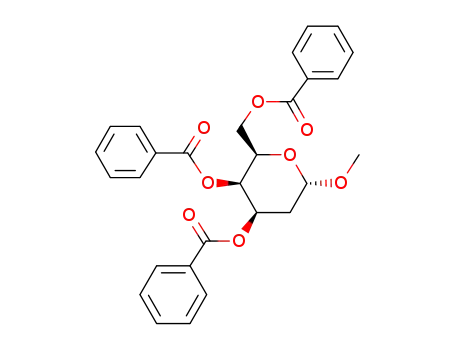 Molecular Structure of 36396-42-6 (Methyl-3,4,6-tri-O-benzoyl-2-desoxy-α-D-lyxo-hexopyranosid)