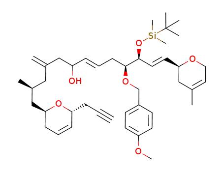 11-(tert-butyl-dimethyl-silanyloxy)-10-(4-methoxy-benzyloxy)-2-methyl-13-(4-methyl-3,6-dihydro-2H-pyran-2-yl)-4-methylene-1-(6-prop-2-ynyl-3,6-dihydro-2H-pyran-2-yl)-trideca-7,12-dien-6-ol