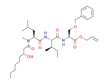 Molecular Structure of 694527-88-3 (N-((3R)-3-hydroxynonanoyl)-N-Me-L-Leu-L-allo-Ile-L-Ser(Bn)-OAllyl)