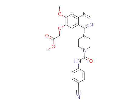 Molecular Structure of 634197-93-6 ({4-[4-(4-cyano-phenylcarbamoyl)-piperazin-1-yl]-7-methoxy-quinazolin-6-yloxy}-acetic acid methyl ester)