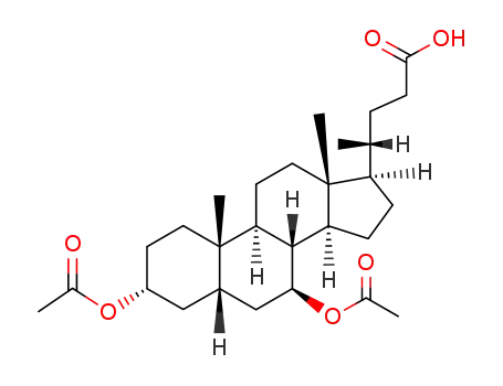 Molecular Structure of 6533-77-3 ((R)-4-((3R,5S,7S,8R,9S,10S,13R,14S,17R)-3,7-diacetoxy-10,13-dimethylhexadecahydro-1H-cyclopenta[a]phenanthren-17-yl)pentanoic acid)