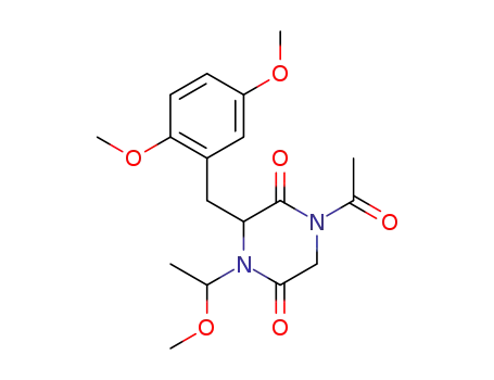 Molecular Structure of 592529-83-4 (2,5-Piperazinedione,
1-acetyl-3-[(2,5-dimethoxyphenyl)methyl]-4-(1-methoxyethyl)-)