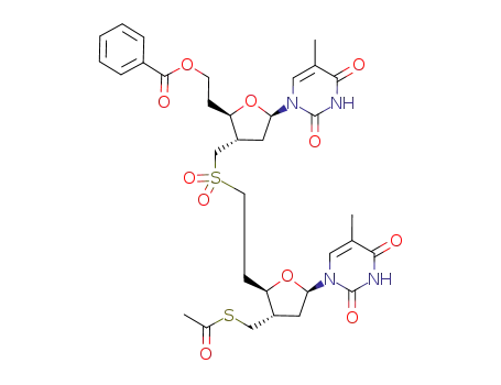 benzoic acid 2-[3-{2-[3-acetylsulfanylmethyl-5-(5-methyl-2,4-dioxo-3,4-dihydro-2<i>H</i>-pyrimidin-1-yl)-tetrahydro-furan-2-yl]-ethanesulfonylmethyl}-5-(5-methyl-2,4-dioxo-3,4-dihydro-2<i>H</i>-pyrimidin-1-yl)-tetrahydro-furan-2-yl]-ethyl ester