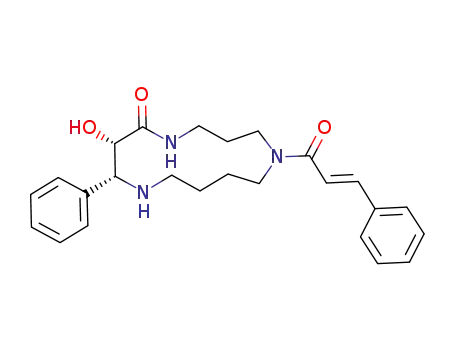Molecular Structure of 145199-54-8 (1,5,9-Triazacyclotridecan-4-one,
3-hydroxy-9-[(2E)-1-oxo-3-phenyl-2-propenyl]-2-phenyl-, (2R,3S)-)