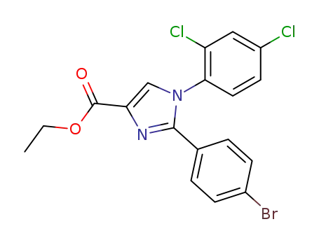 Molecular Structure of 850339-33-2 (1H-Imidazole-4-carboxylic acid,
2-(4-bromophenyl)-1-(2,4-dichlorophenyl)-, ethyl ester)