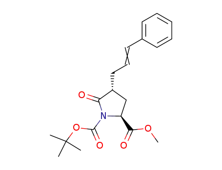 Molecular Structure of 612820-02-7 ((2S,4R)-5-oxo-4-(3-phenylallyl)pyrrolidine-1,2-dicarboxylic acid 1-tert-butyl ester 2-methyl ester)