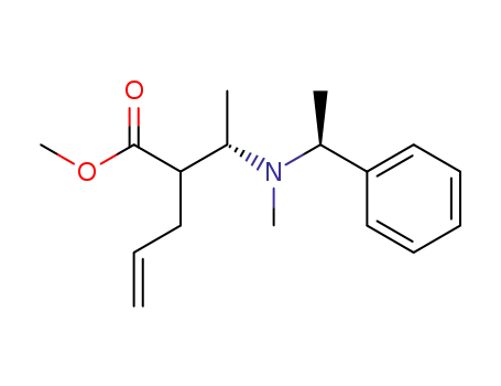 Molecular Structure of 644984-50-9 (4-Pentenoic acid, 2-[(1S)-1-[methyl[(1S)-1-phenylethyl]amino]ethyl]-,
methyl ester)