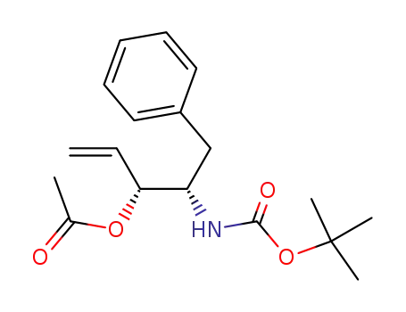 Molecular Structure of 156048-63-4 (Carbamic acid, [(1S,2R)-2-(acetyloxy)-1-(phenylmethyl)-3-butenyl]-,
1,1-dimethylethyl ester)