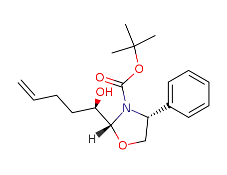 Molecular Structure of 209003-88-3 (3-Oxazolidinecarboxylic acid, 2-[(1R)-1-hydroxy-4-pentenyl]-4-phenyl-,
1,1-dimethylethyl ester, (2R,4R)-)
