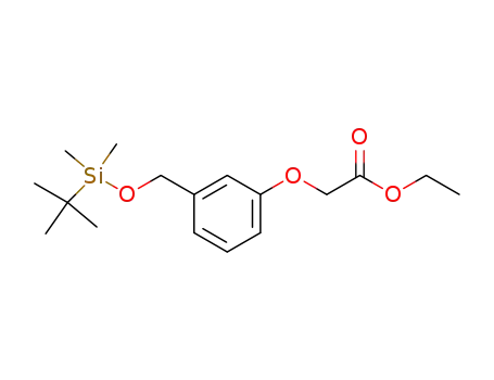 Molecular Structure of 204067-66-3 (Acetic acid, [3-[[[(1,1-dimethylethyl)dimethylsilyl]oxy]methyl]phenoxy]-,
ethyl ester)