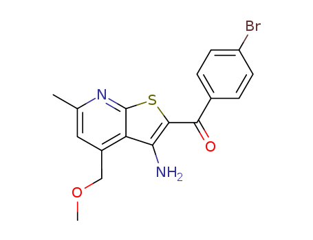 Molecular Structure of 185430-60-8 (Methanone,
[3-amino-4-(methoxymethyl)-6-methylthieno[2,3-b]pyridin-2-yl](4-bromo
phenyl)-)