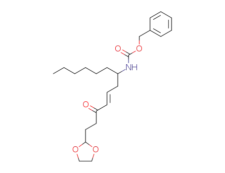 Molecular Structure of 830335-33-6 (Carbamic acid, [(3E)-7-(1,3-dioxolan-2-yl)-1-hexyl-5-oxo-3-heptenyl]-,
phenylmethyl ester)