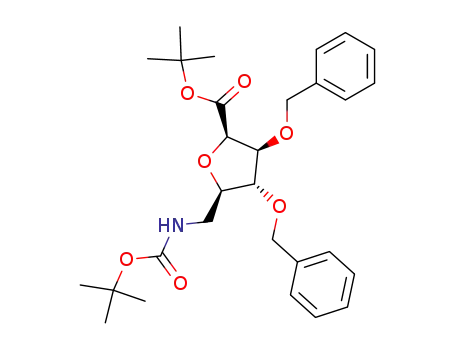 3,4-bis-benzyloxy-5-(<i>tert</i>-butoxycarbonylamino-methyl)-tetrahydro-furan-2-carboxylic acid <i>tert</i>-butyl ester