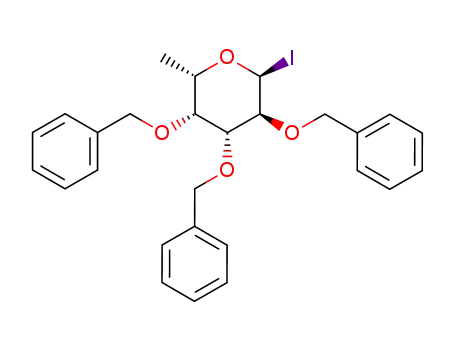 Molecular Structure of 250691-61-3 ((2S,3S,4R,5R,6S)-3,4,5-Tris-benzyloxy-2-iodo-6-methyl-tetrahydro-pyran)