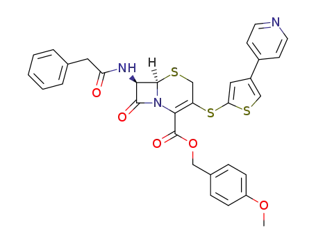5-Thia-1-azabicyclo[4.2.0]oct-2-ene-2-carboxylic acid,
8-oxo-7-[(phenylacetyl)amino]-3-[[4-(4-pyridinyl)-2-thienyl]thio]-,
(4-methoxyphenyl)methyl ester, (6R,7R)-