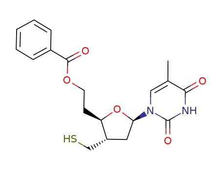 1-[6'-O-benzoyl-2',3',5'-trideoxy-3'-(mercaptomethyl)-β-D-erythro-hexofuranosyl]thymine