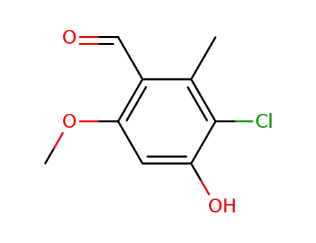 Molecular Structure of 777090-48-9 (Benzaldehyde, 3-chloro-4-hydroxy-6-methoxy-2-methyl-)