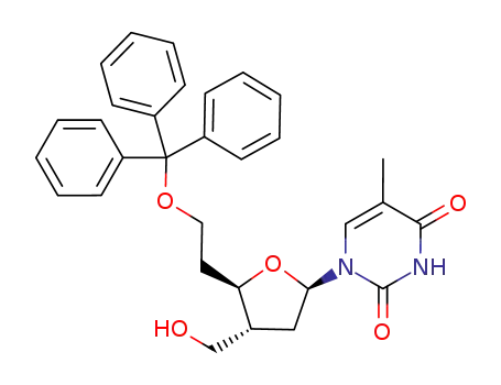 1-[2',3',5'-trideoxy-6'-O-(triphenylmethyl)-β-D-erythro-hexofuranosyl]thymine
