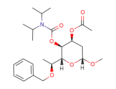 Acetic acid (2R,3S,4S,6R)-2-((S)-1-benzyloxy-ethyl)-3-diisopropylcarbamoyloxy-6-methoxy-tetrahydro-pyran-4-yl ester