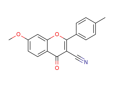 Molecular Structure of 648434-16-6 (4H-1-Benzopyran-3-carbonitrile, 7-methoxy-2-(4-methylphenyl)-4-oxo-)